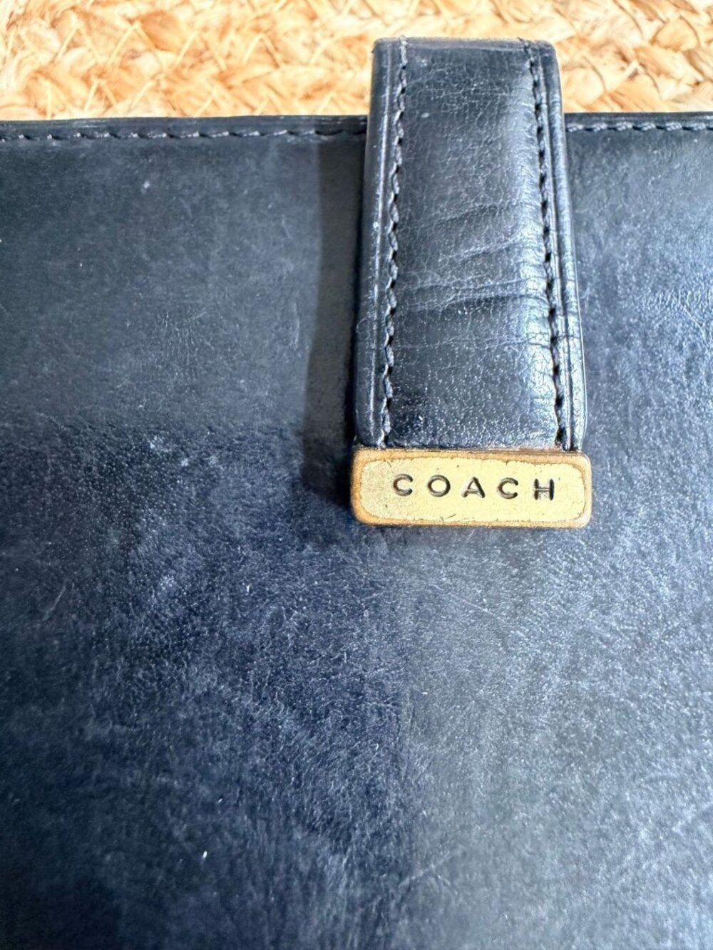 Coach Black Leather Bifold Wallet Snap Flap Closure Kisslock Coin Purse VGUC - Picture 2 of 5